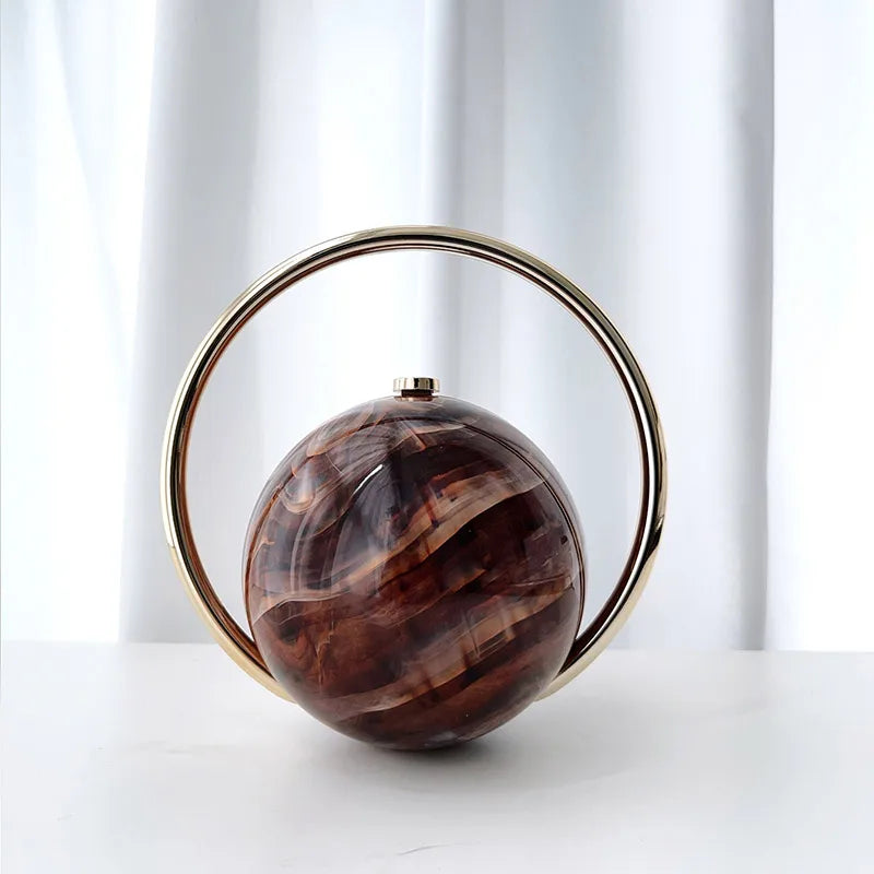 Exquisite Luxury Banquet Handbag Electroplated Handle Fashion Spherical Design Multi-functional Coin Purse Party Bag Acrylic Bag