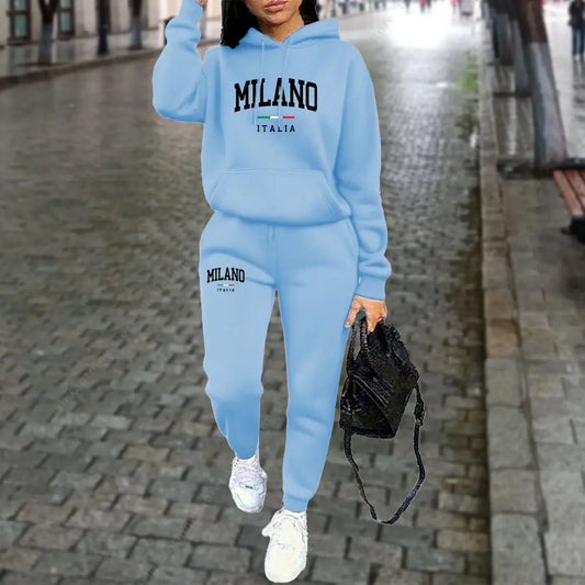 Women's Sets 2pcs Hoodies Outfits  MILANO Letter Print Tracksuit