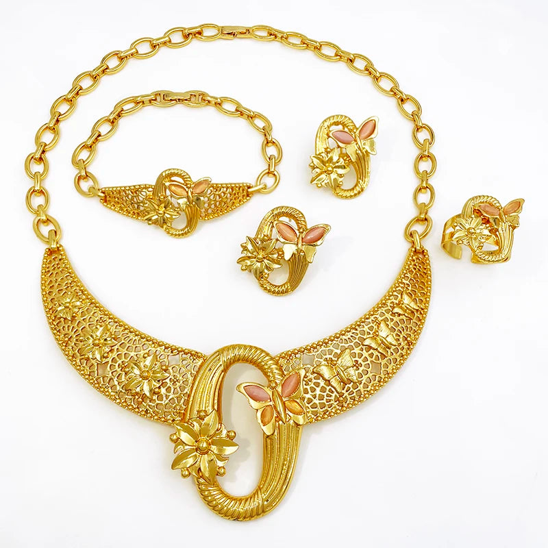 Dubai 18K Gold Plated Jewelry Set For Women High Quality Jewelry 4 Set