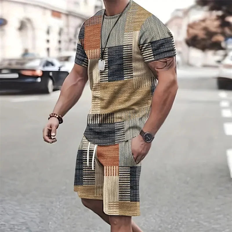 Sportswear Short Sleeve T Shirt Summer  Two Piece Suit For Men