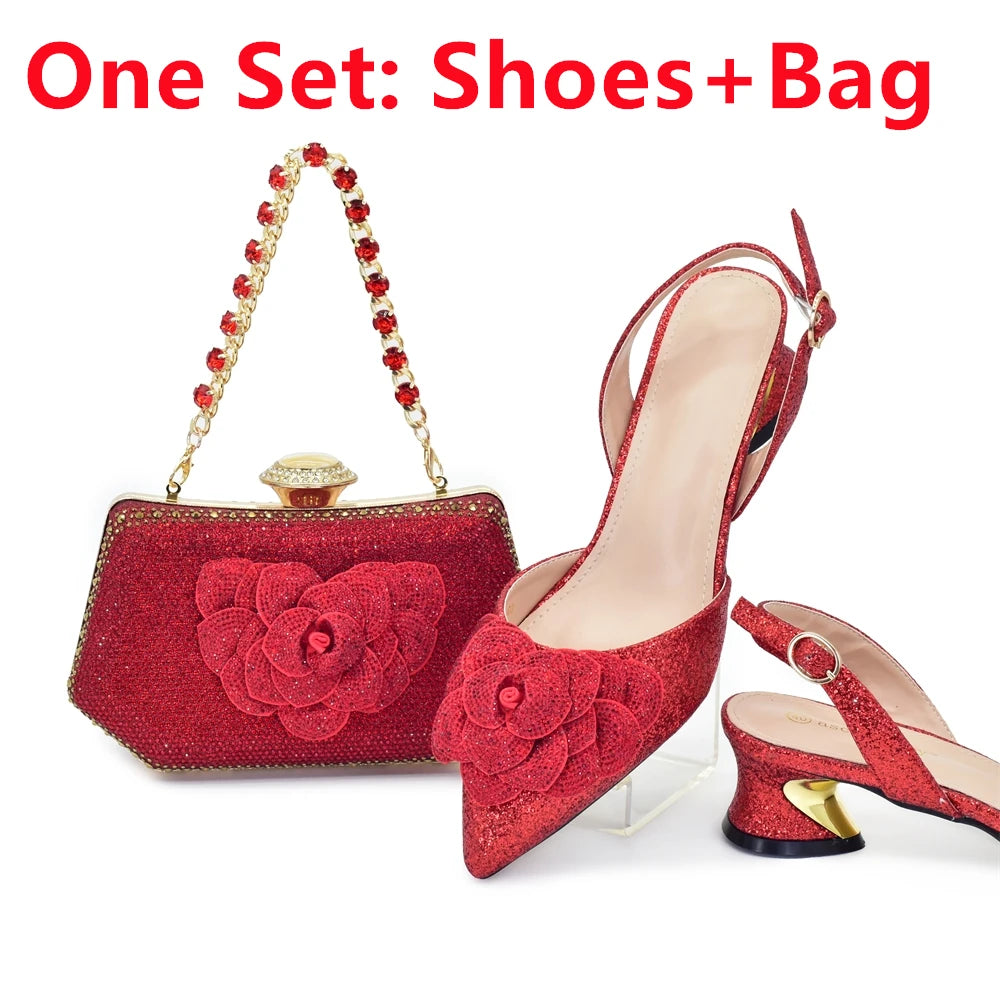 Ladies Shoe and Bag Set Latest Designers Luxury Italian Party Shoes and Bag