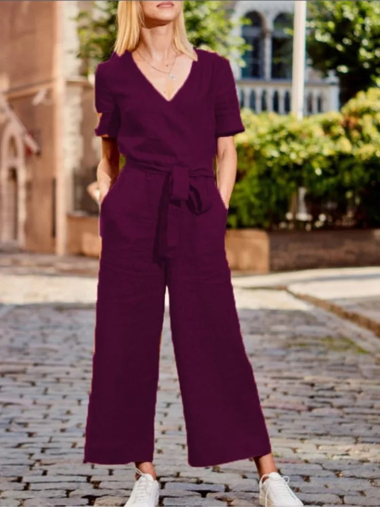 Short Sleeved Jumpsuit Women Spring Summer Simple dress