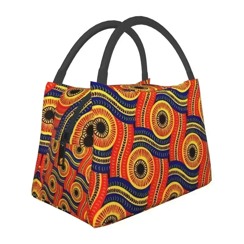 Ankara Print Insulated Lunch Bag for African Pattern Wax Design
