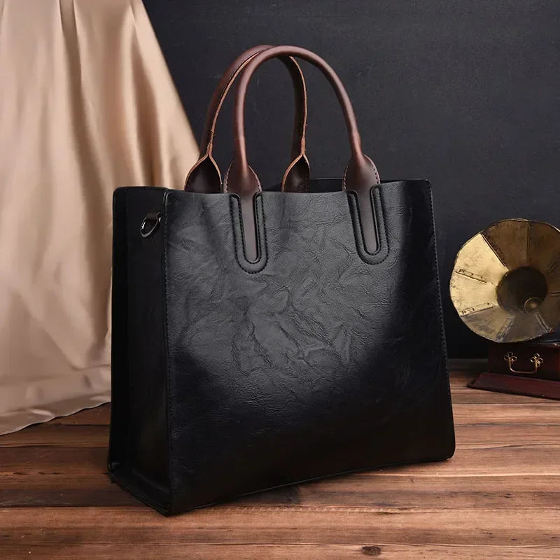 Vintage OIL Skin Leather High Quality Shoulder Crossbody Bag