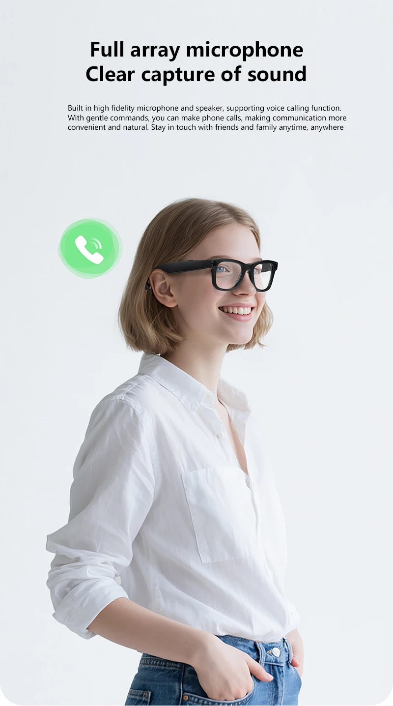 G300 Smart AI Glasses 800W pixel AI Shooting Camera HD Photo Video Voice Call Translation Waterproof Bluetooth Glasses