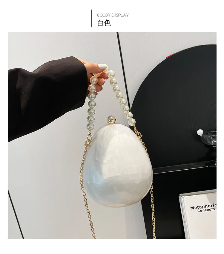 New acrylic eggshell bag 2025 fashion niche design women's messenger bag portable dinner bag