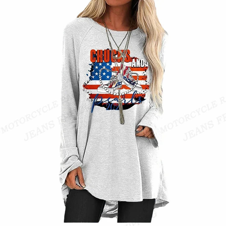 Plant Flowers T Shirt Long Sleeve Butterfly Tops