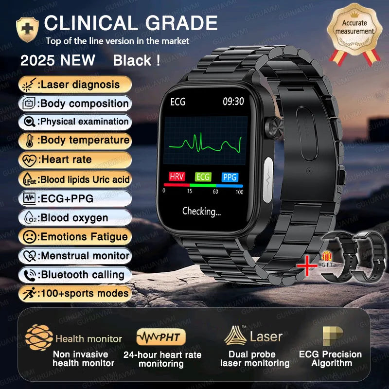 New ECG+PPG AI Health Diagnose Smart Watch Men And Women, Blood Lipid BP Uric Acid Heart rate Tracker
