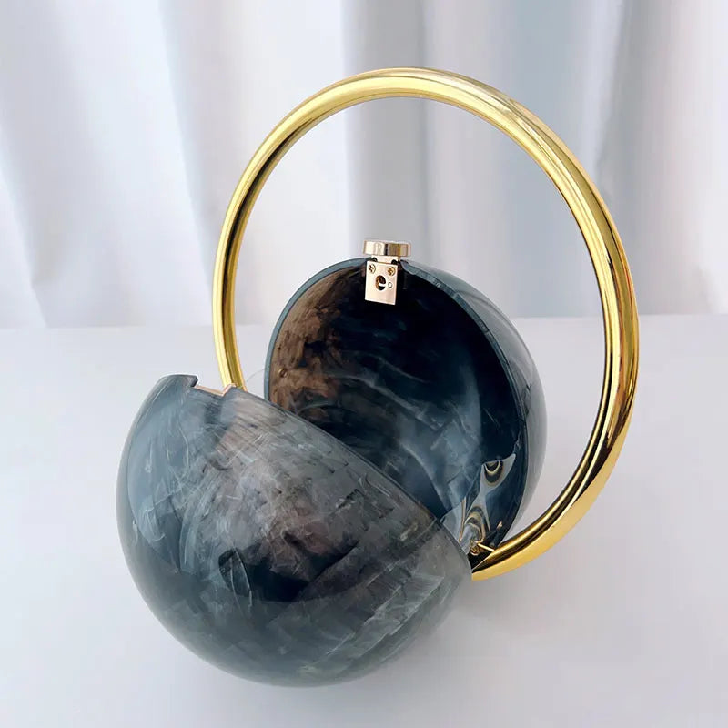 Exquisite Luxury Banquet Handbag Electroplated Handle Fashion Spherical Design Multi-functional Coin Purse Party Bag Acrylic Bag