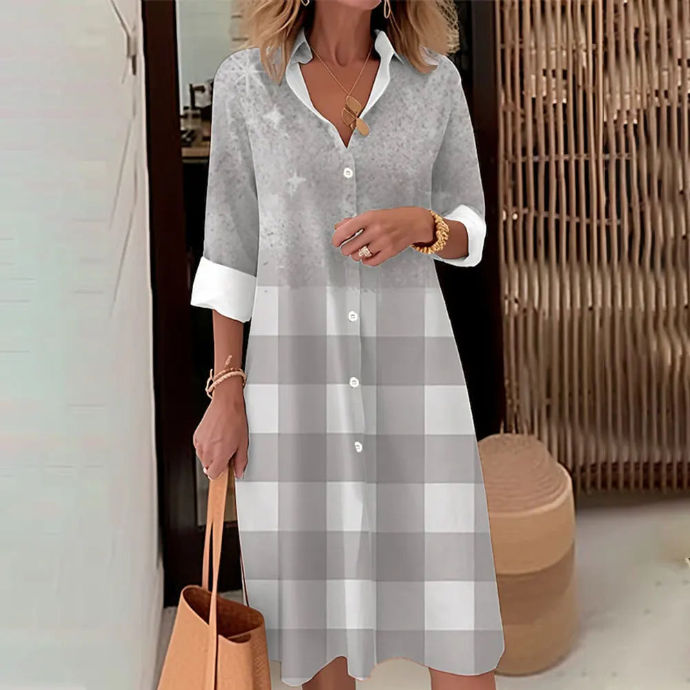 Women's Long Sleeve Botton Dress