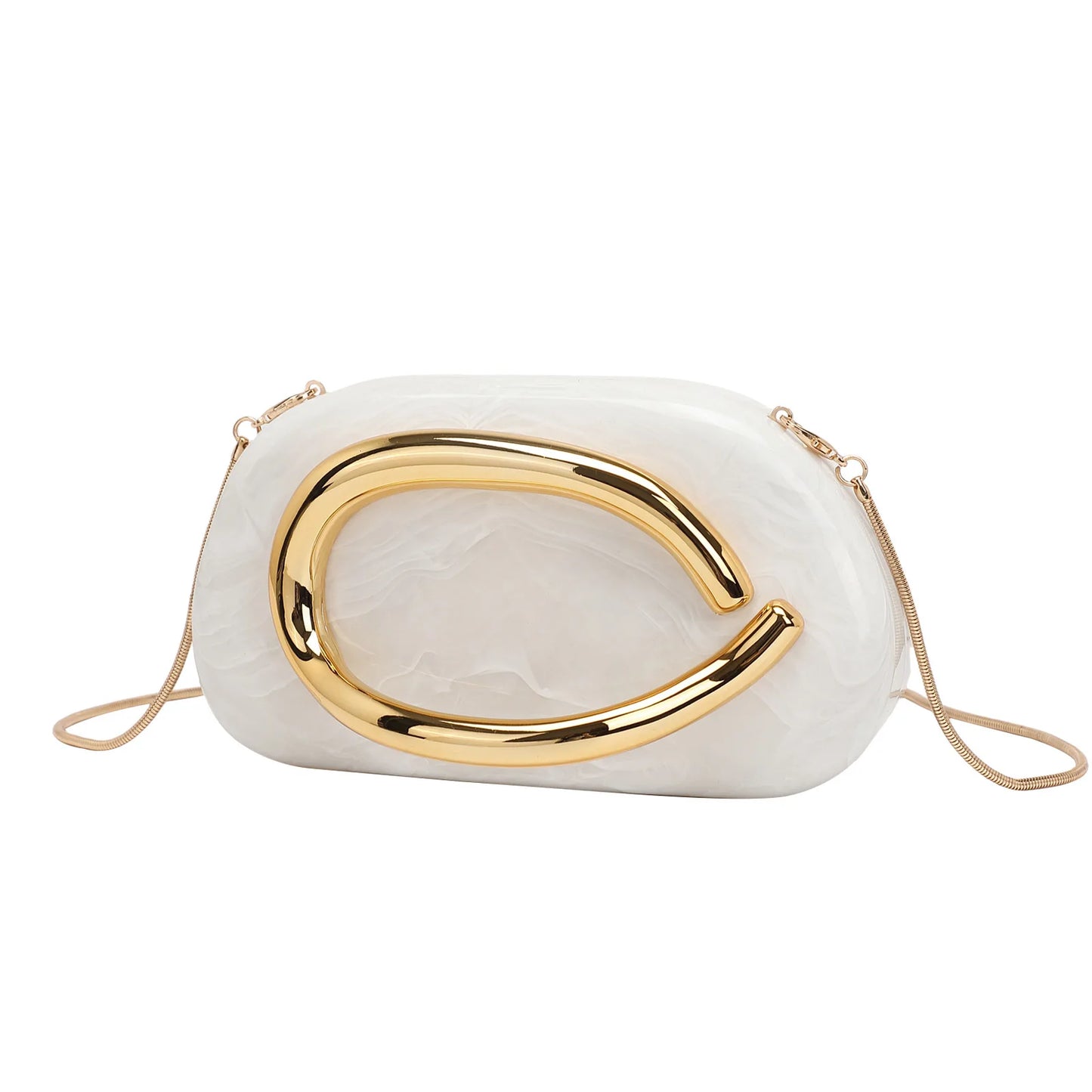 Trendy Acrylic Clutch Purses Metal Handle Purse Women's Evening Bag for Weddings Lady Parties Skin-Touch Coating Handbag