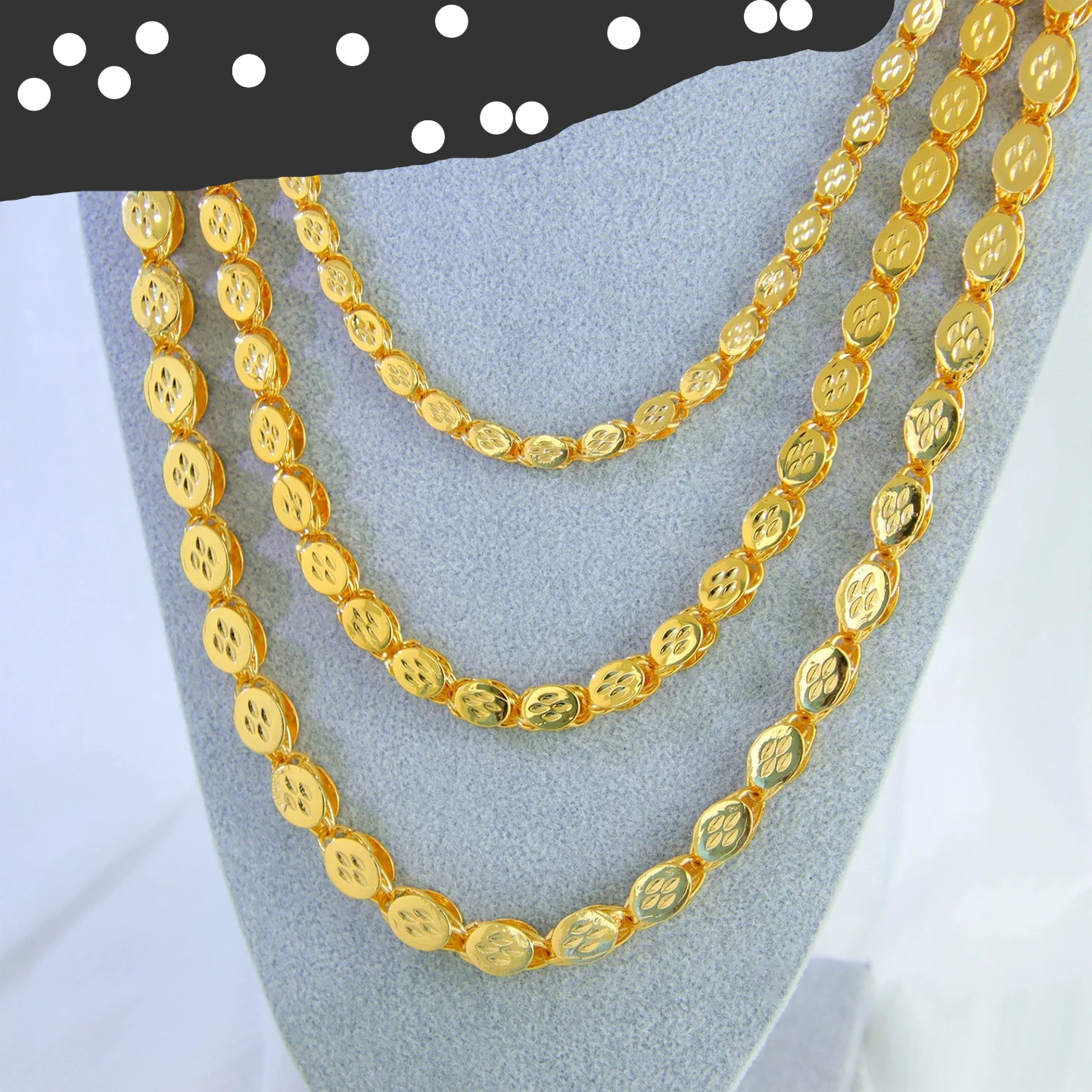 Luxury Long Necklace 50/100cm 24k Gold Plated Islamic Turkish Jewelry