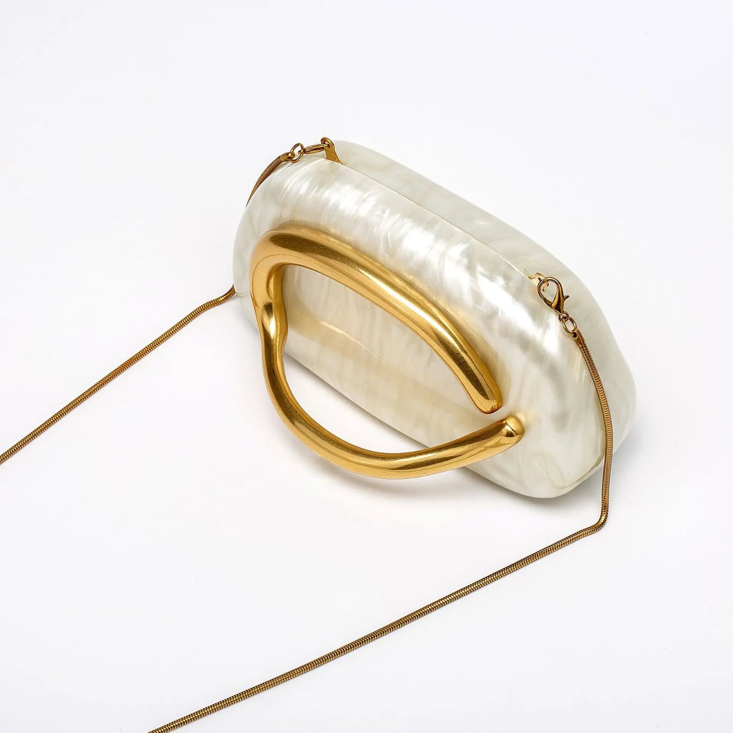 Trendy Acrylic Clutch Purses Metal Handle Purse Women's Evening Bag for Weddings Lady Parties Skin-Touch Coating Handbag