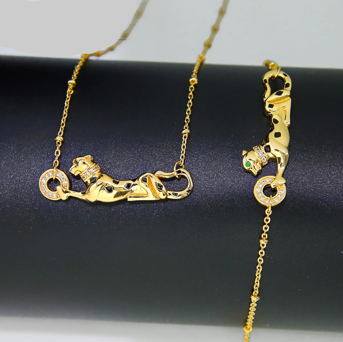 Leopard Gold Color Necklace Set 21k Gold Plated Jewelry