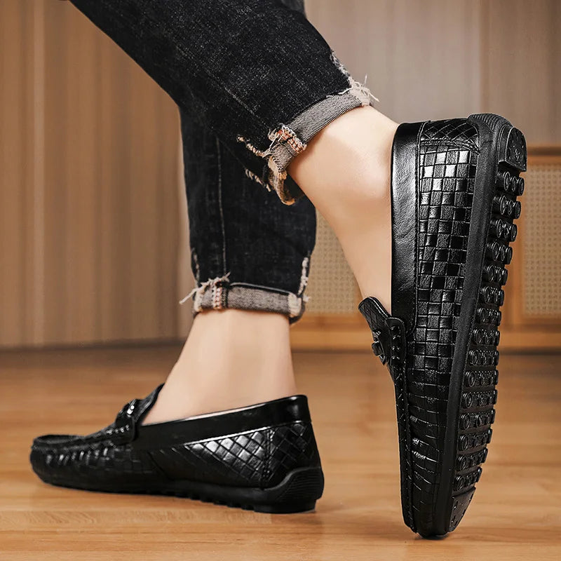 High Quality Men Loafers  Leather Shoes Slip on Flats Comfortable  Lightweight Walkingand  Driving Shoes