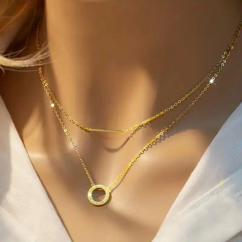 Pendant Necklace Double Layer Clavicle Chain