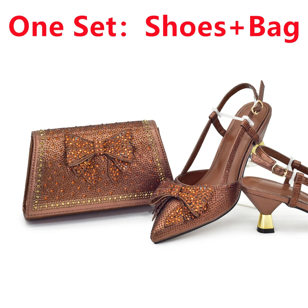 New Arrival Italian Shoe and Bag Set Designer Wedding Luxury  Shoes and Bag Set