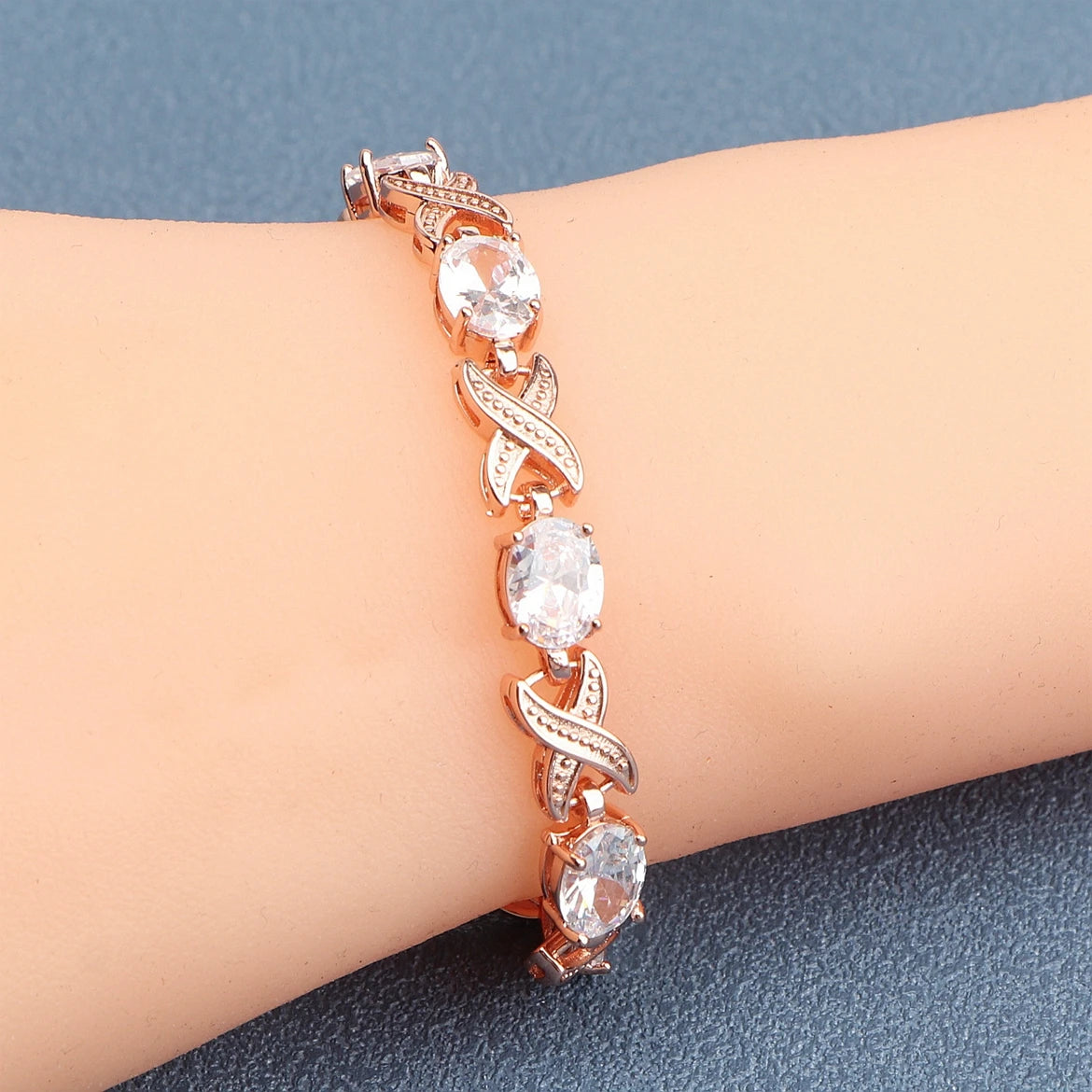 Silver Gold Plated Charm Black Cubic Zircon Bracelets  Jewelry 18+2CM Length