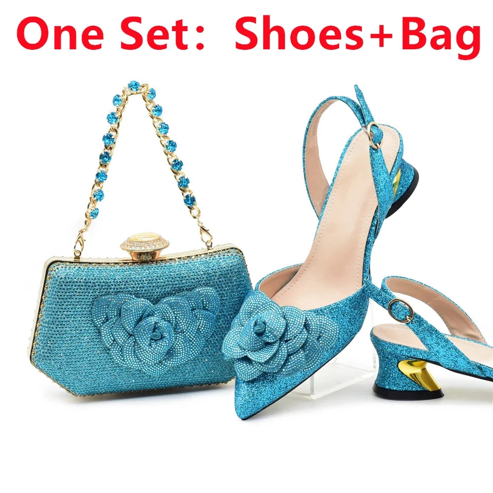 Ladies Shoe and Bag Set Latest Designers Luxury Italian Party Shoes and Bag