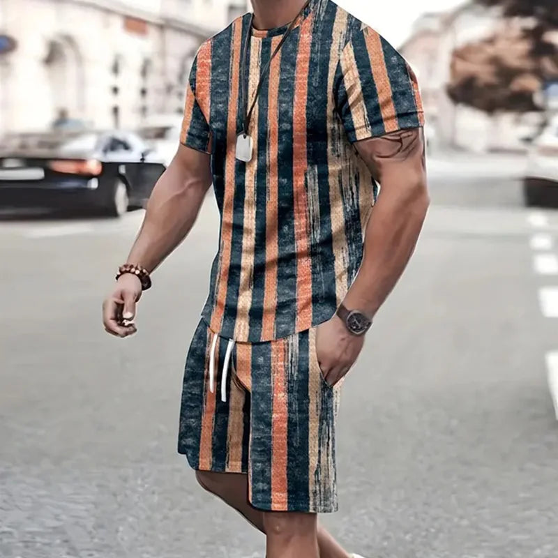 Sportswear Short Sleeve T Shirt Summer  Two Piece Suit For Men