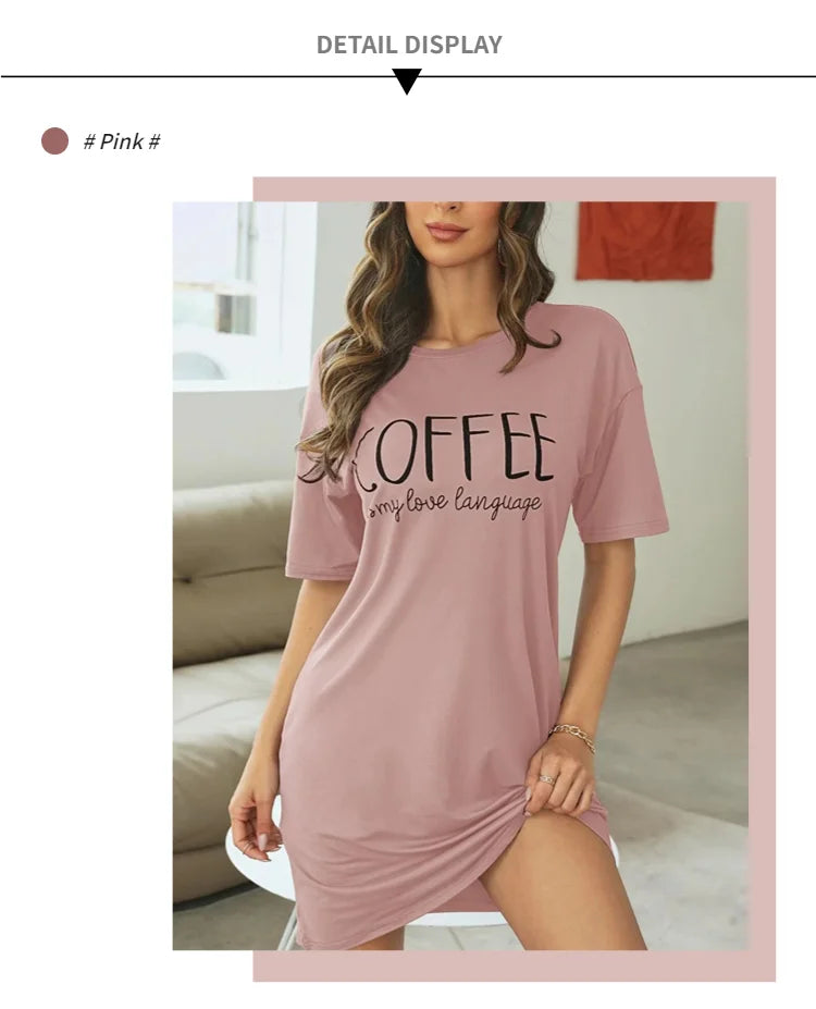 Sleepwear Dress Loose Fit Tee Nightwear Home Clothes Nightie Loungewear