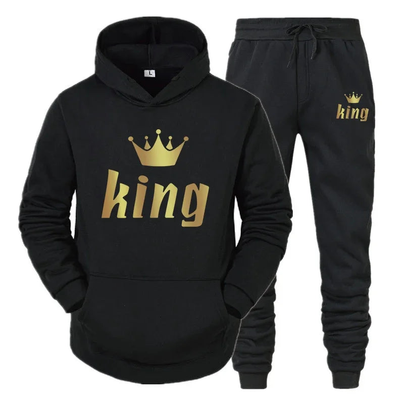 King And Queen Couple Outfit Hoodie and Jogger High Quality King Queen Tracksuit