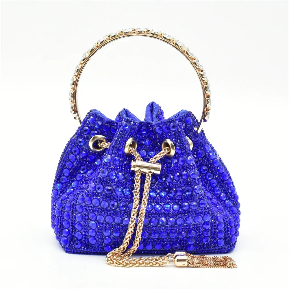 Italian Shoes with Matching Bags Set Decorated with Rhinestone