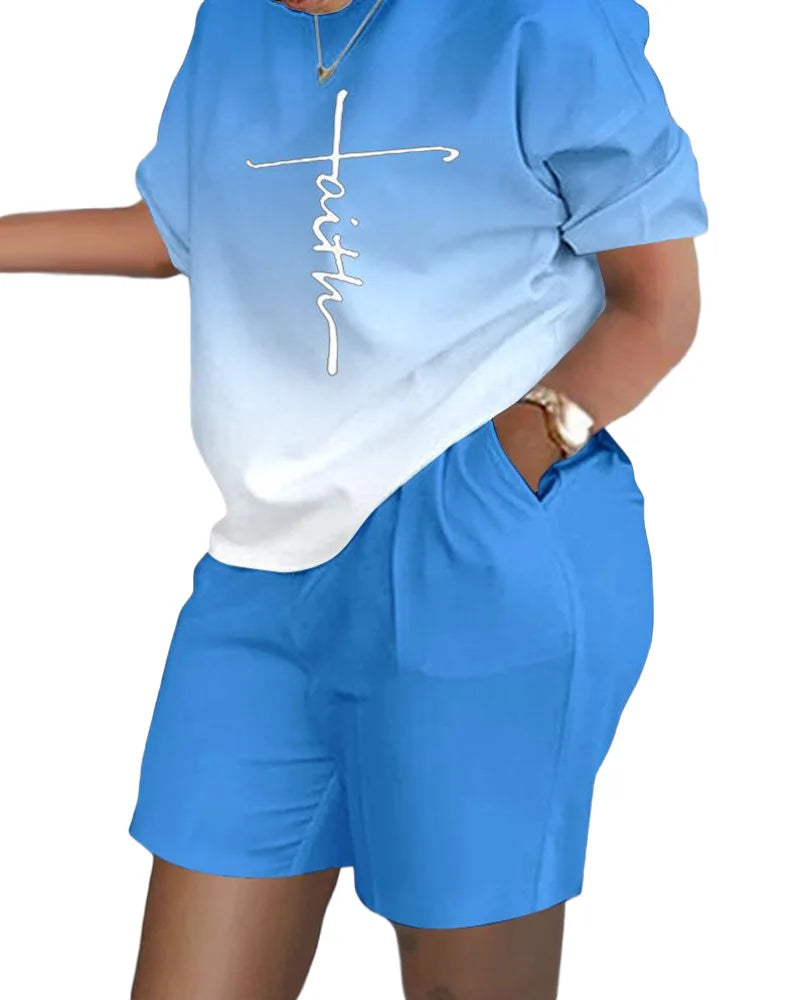 Summer Luxury T-shirt+Shorts 2 Piece Sets  Soft Jogging Tracksuit