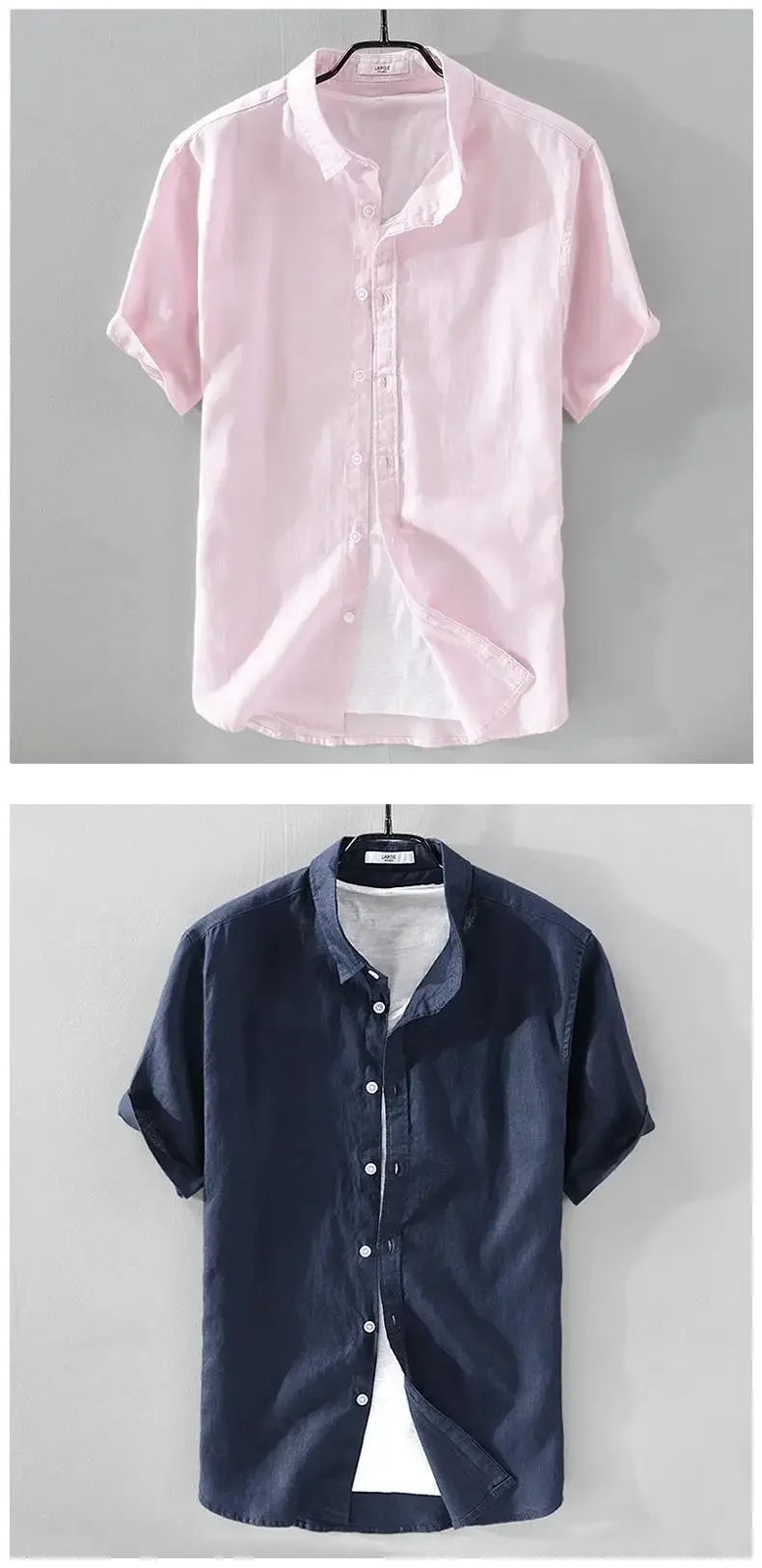 Pure Linen Short Sleeve Shirt For Men