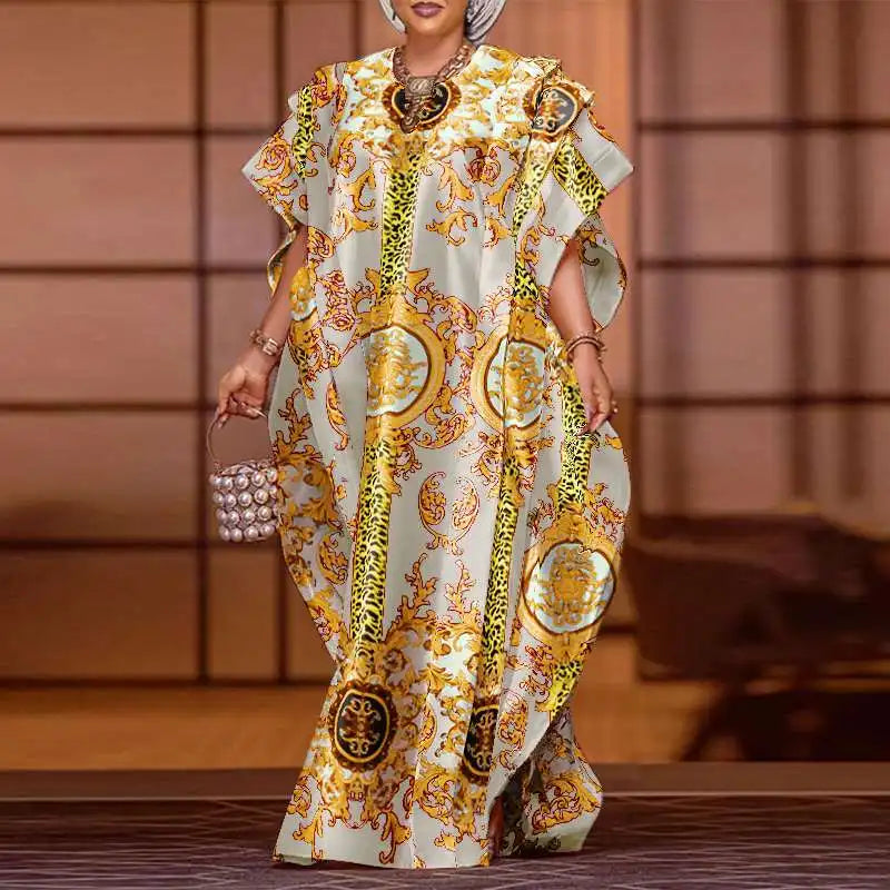 Plus Size Elegant Sexy Printed Patchwork Bat-wing Sleeve
