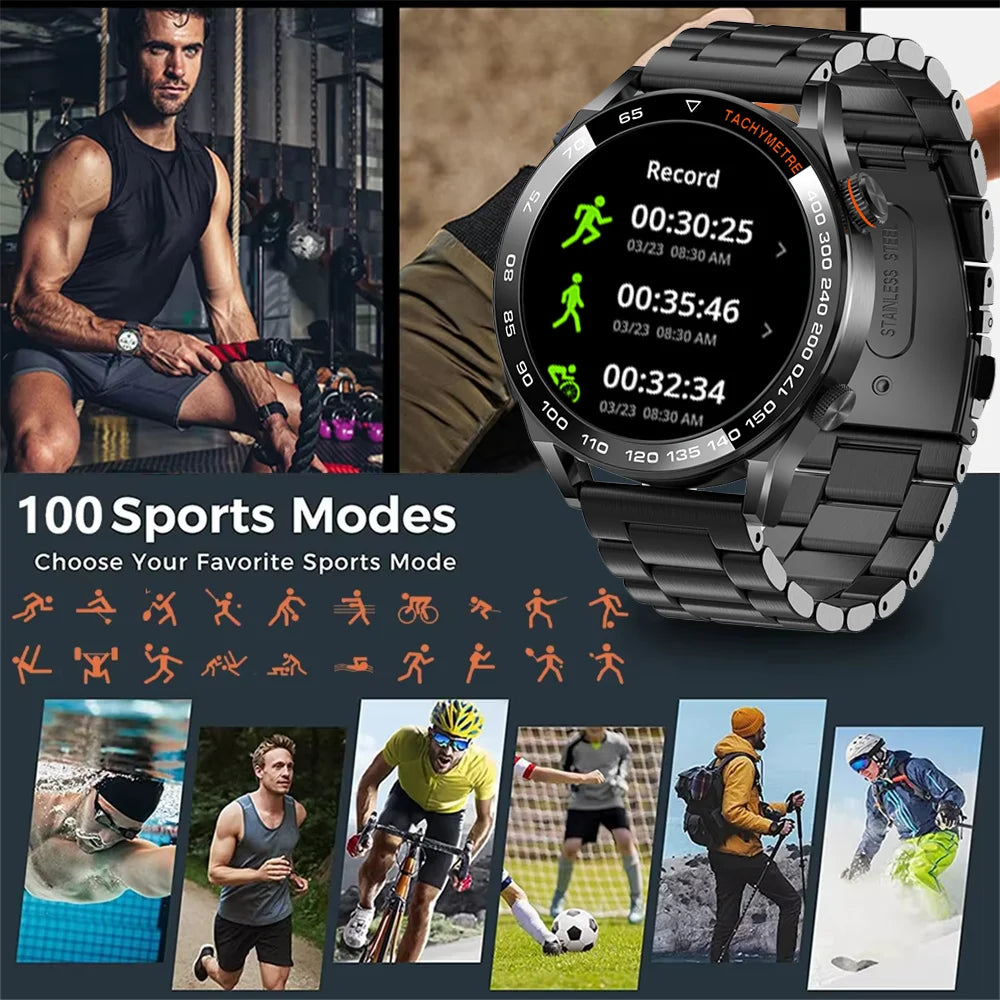 2026 New Smart Watch Men 1.5 inch Bluetooth Call Heart Rate Health 107+ Sports Fitness Watch Waterproof Business Man Smartwatch