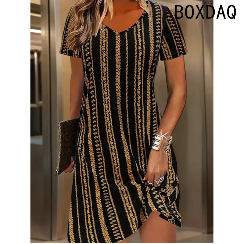 Short Sleeve O-Neck Elegant Vintage Dress