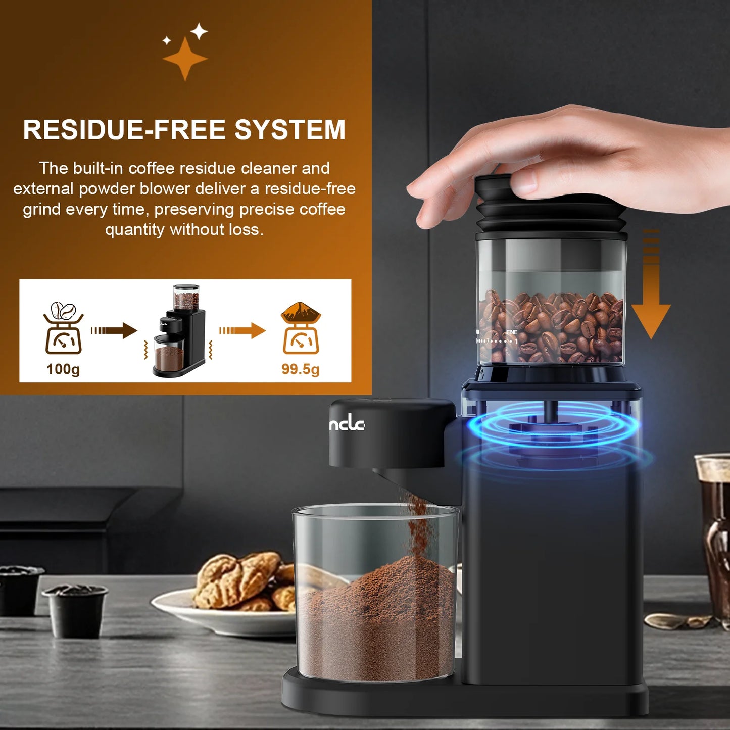 Electric Conical Burr Grinder Coffee Bean Grinder with 25 Grind Setting for French Espresso Touchscreen Dual Modes Grinding
