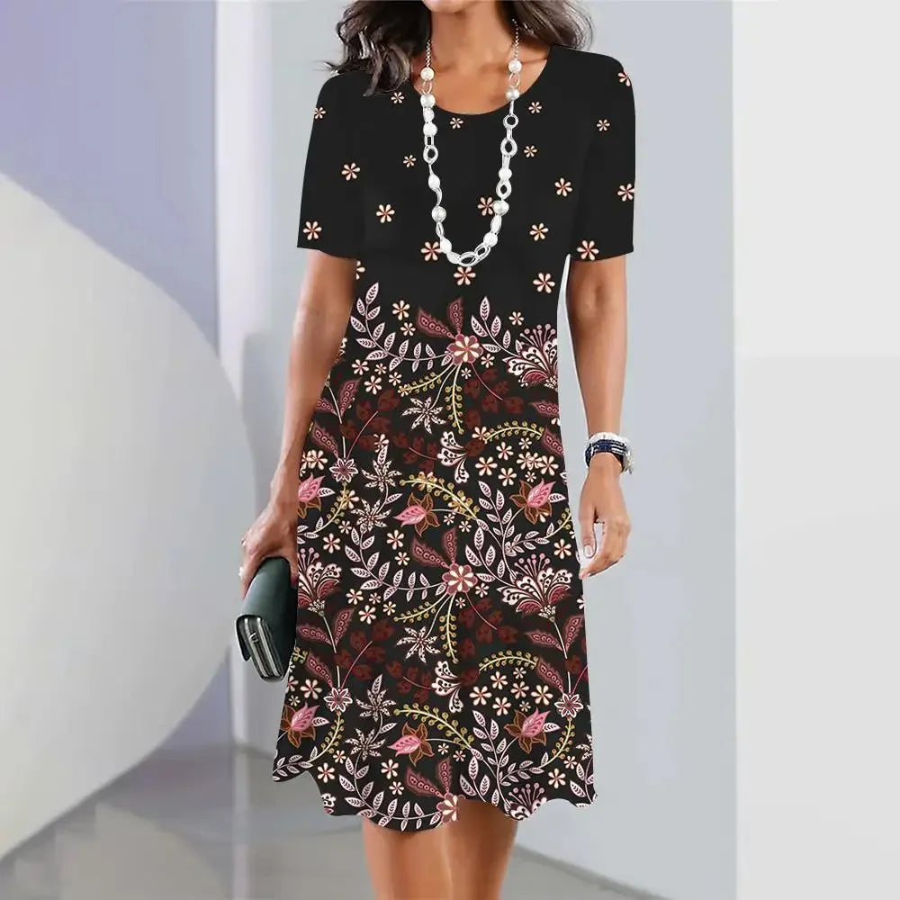 Floral Loose Vintage Sexy Elegant  Party Mid Sleeve Dress