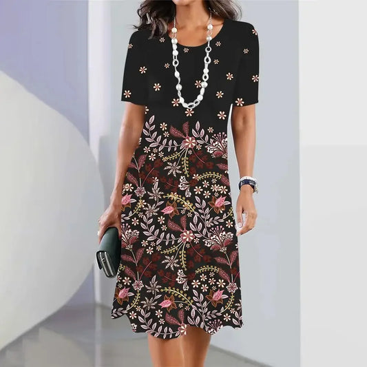 Floral Loose Vintage Sexy Elegant  Party Mid Sleeve Dress