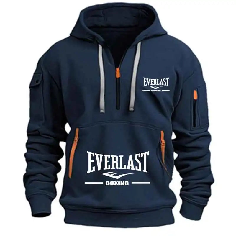 Men's Fashion Casual Hoodie Multi-pocket Sports Long-sleeve Sweatshirt Fitness Pullover