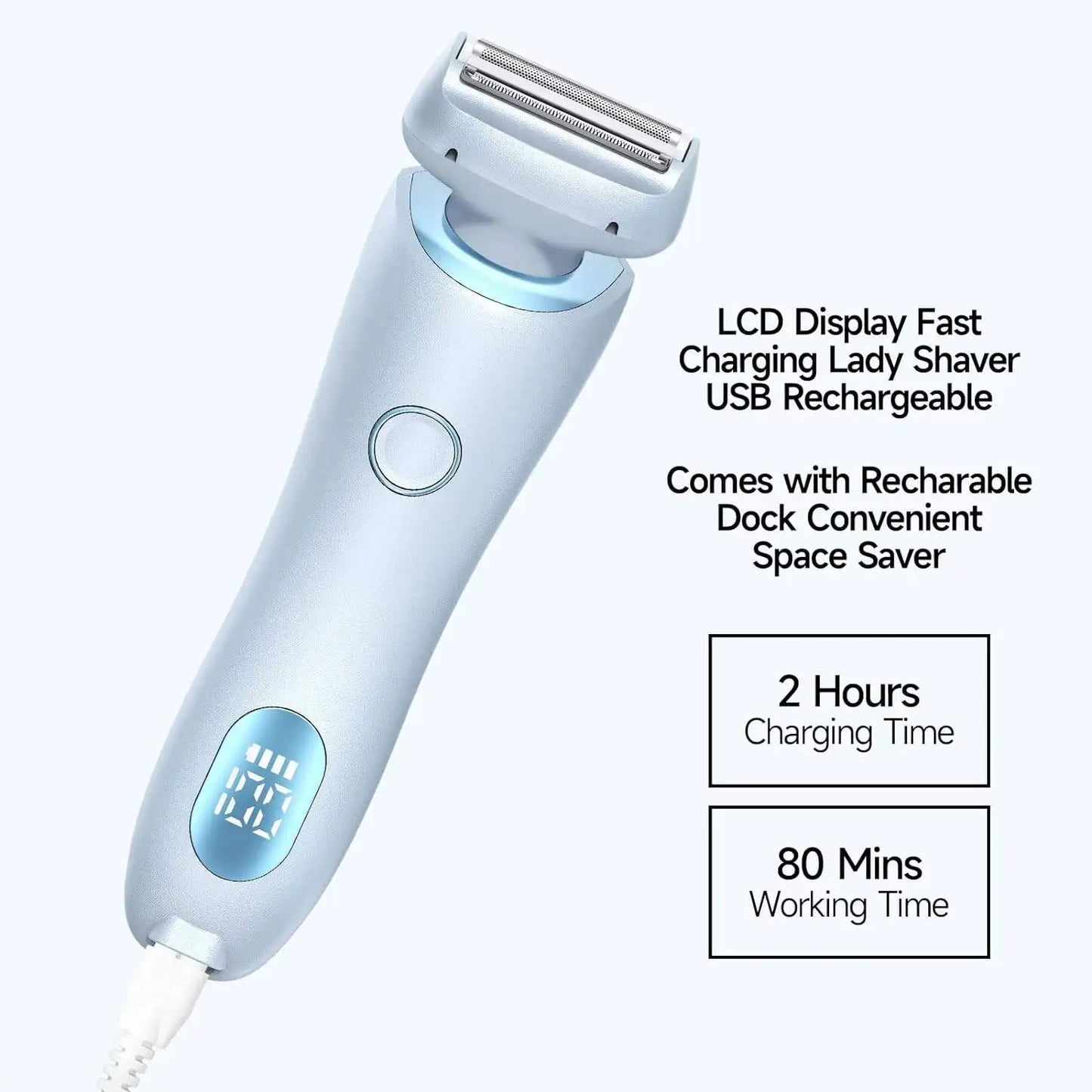 Portable Waterproof 2 In 1 Painless Shaving For Lady Private Part Hair Shaver Trimmer