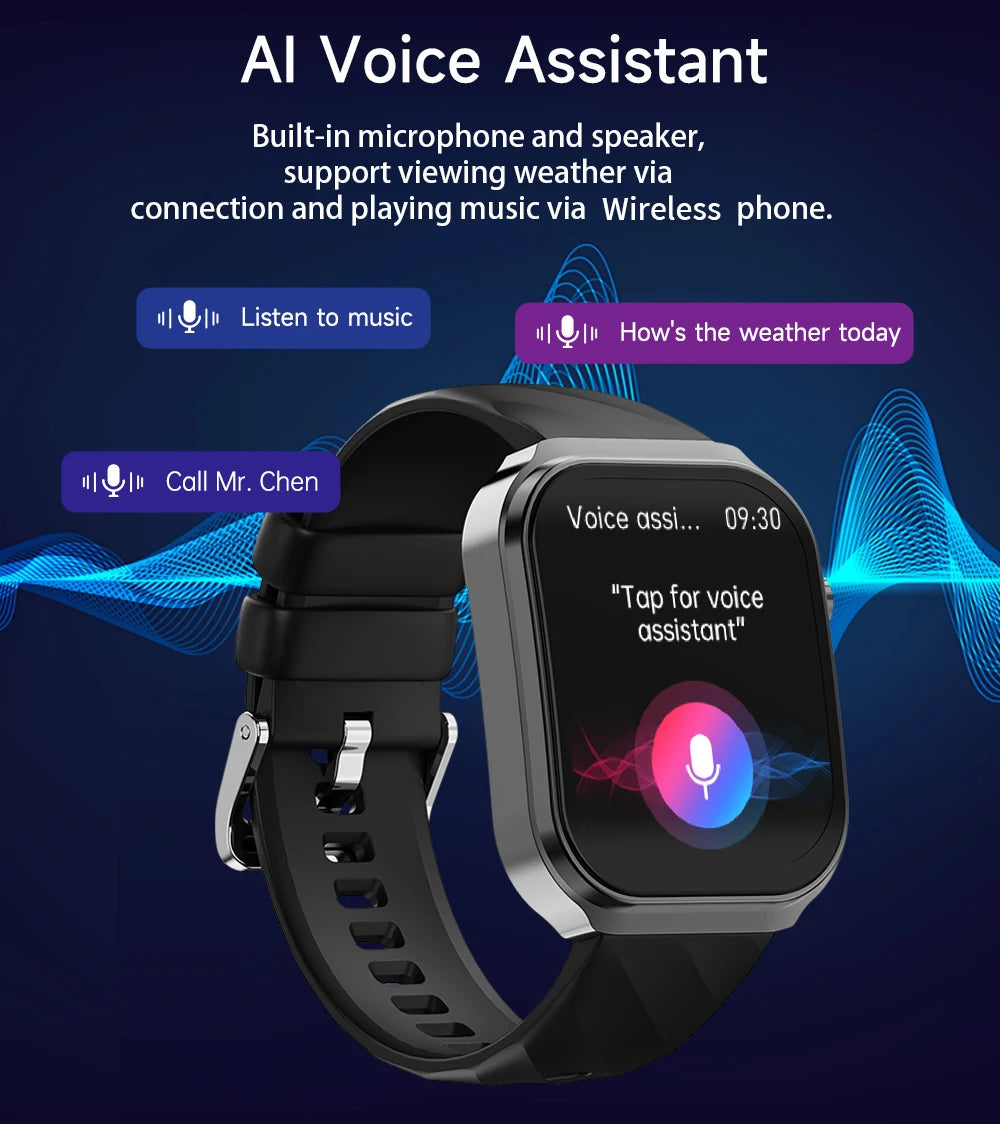 LIGE New AI Healthy Diagnosis Blood Lipids Uric Acid Smart Watch 2.2" Curved Screen Voice Bluetooth Call Health Smartwatch