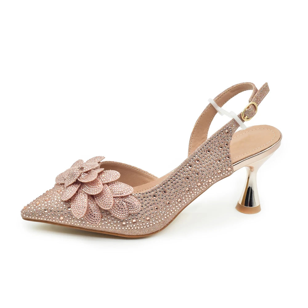 Medium Heeled Sandals for Women Fashion Wedding Party Shoes and Bags Set