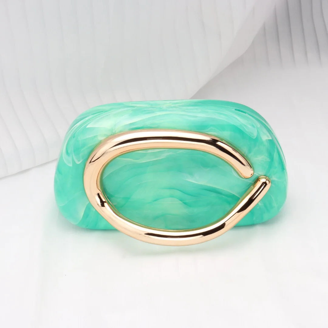 Trendy Acrylic Clutch Purses Metal Handle Purse Women's Evening Bag for Weddings Lady Parties Skin-Touch Coating Handbag