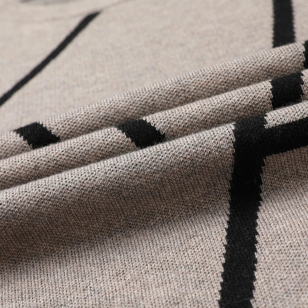 Fashion Brand Knit High Designer Winter Wool Pullover Black Sweater For Man