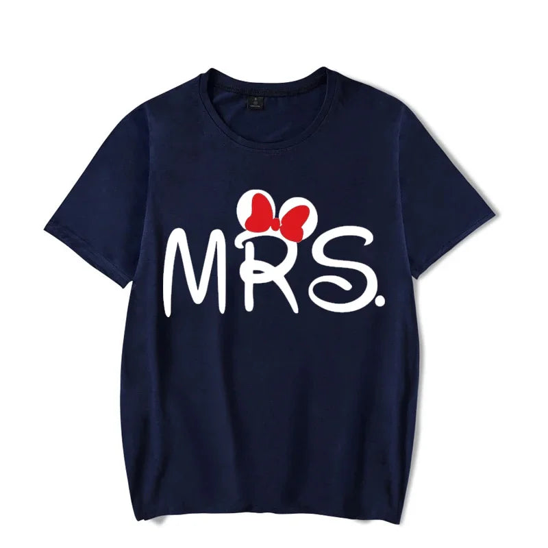 Mouse Cartoon MR MRS Print Couple TShirt Lovers Bird