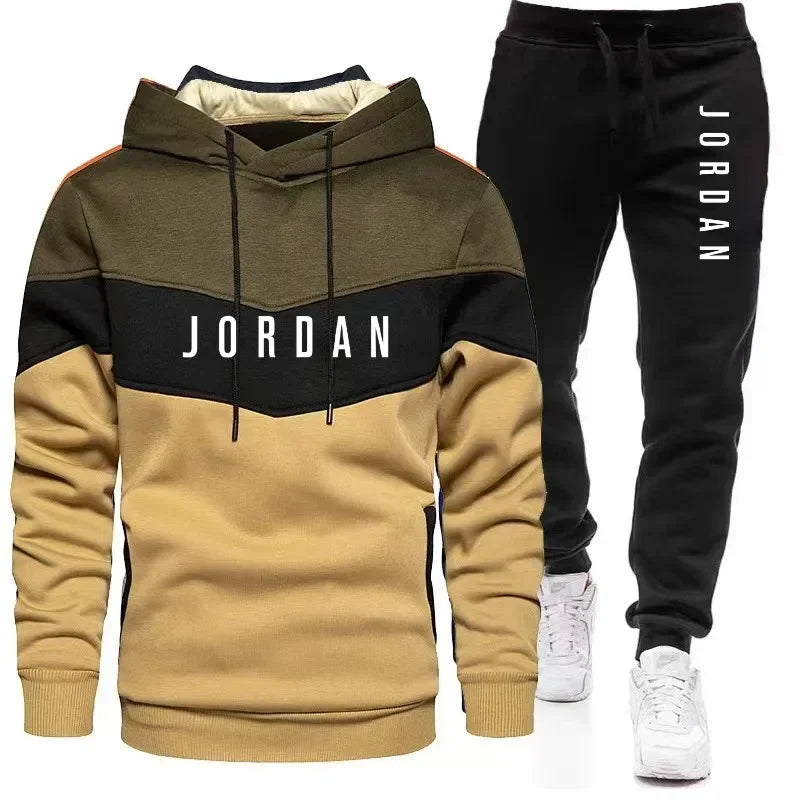 Jogging Sportswear Set Hoodie Sweatpants Rubberized Jacket Fashion Sports Winter Warm 2 Piece Set