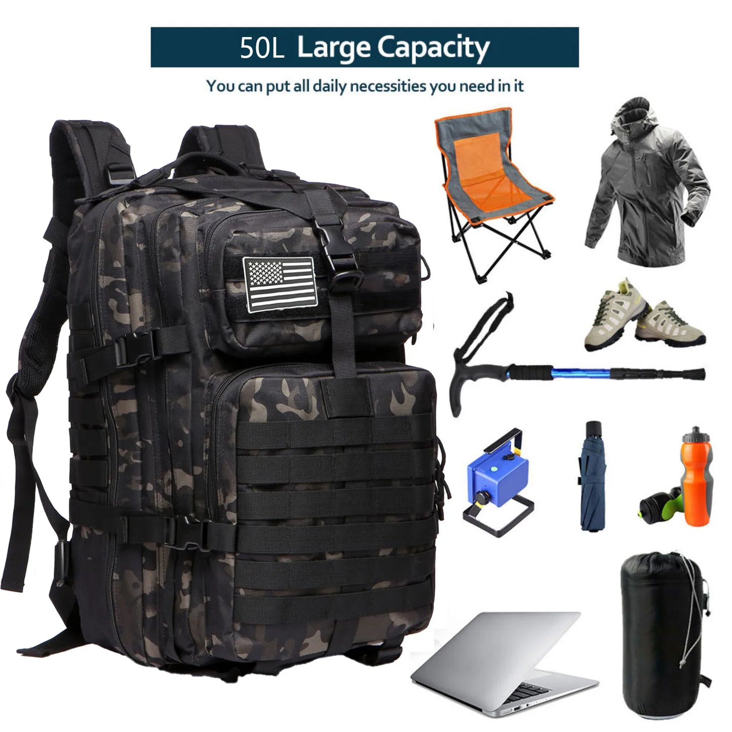 Tactical Sports Trekking Fishing Hunting Camping Hiking Bag Backpack Outdoor