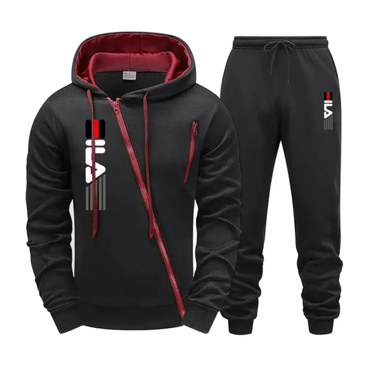 Men's Zipper Hoodie Sweater Gym Fitness Tracksuit 2pcs Set Fall Winter Daily Casual Sports Jogger Suit