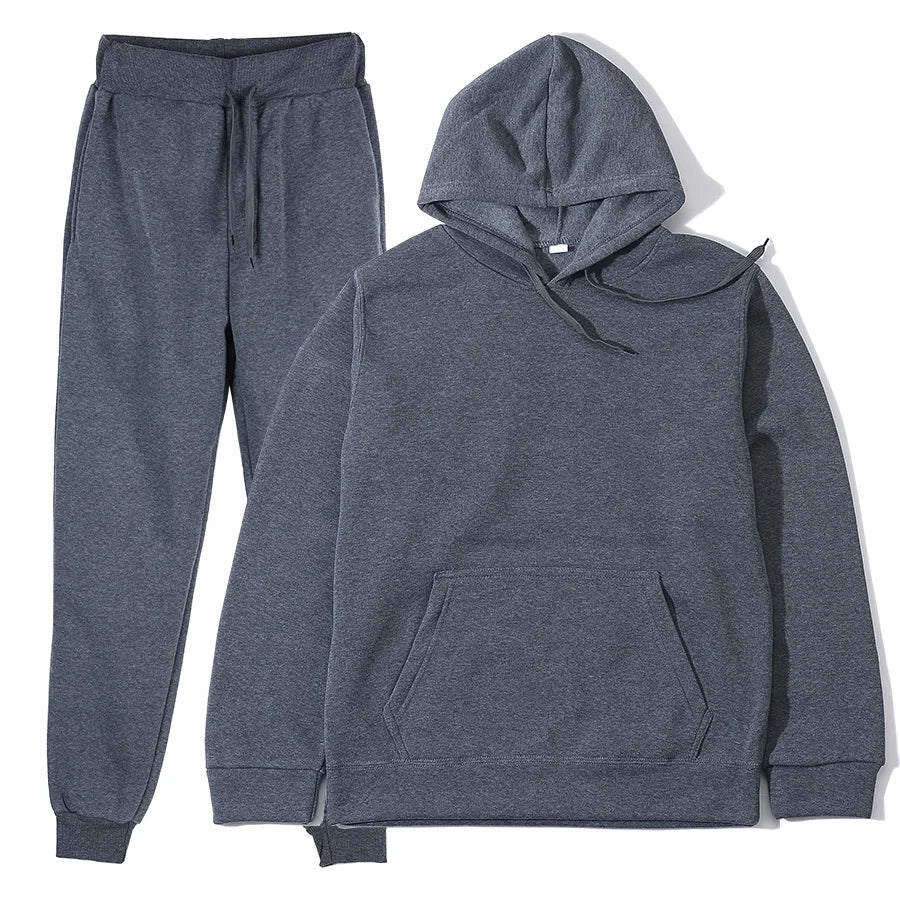 Winter New Solid Color Hoodie+pants  Sports Tracksuit
