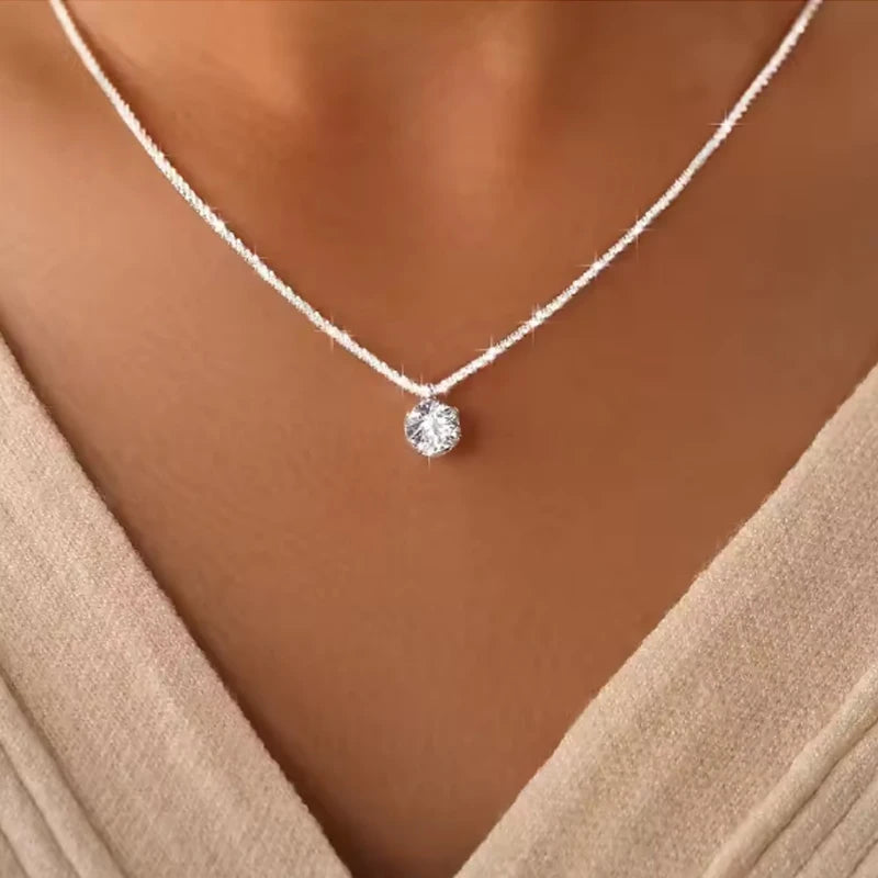 Classic Crown Silver Necklace for Women