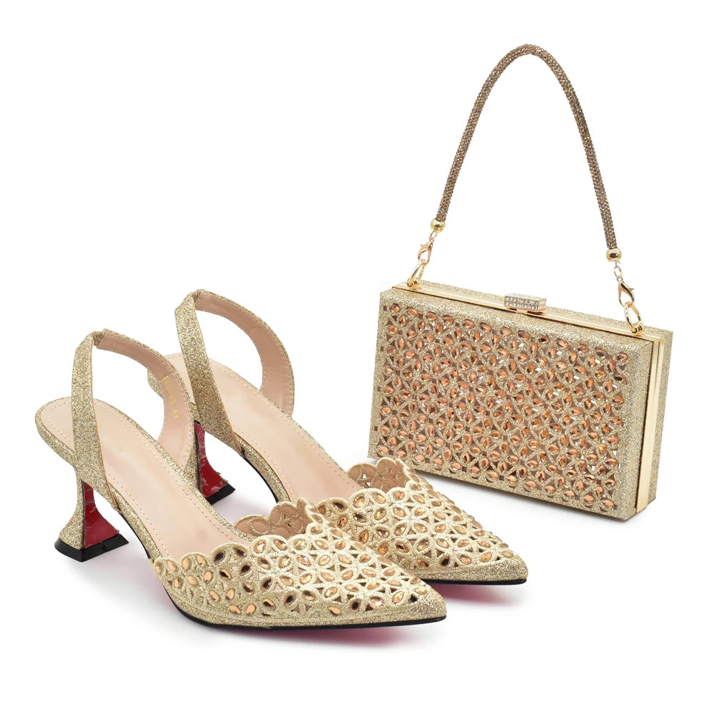 Silver Color Shoes and Bag for Party Wedding Luxery Women Shoe and Bag