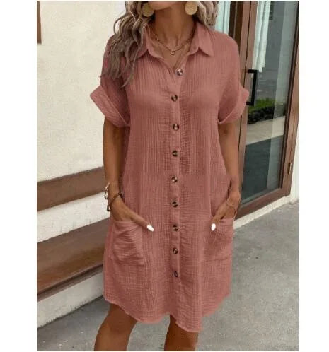 Summer Simple V-neck Button Up Dress