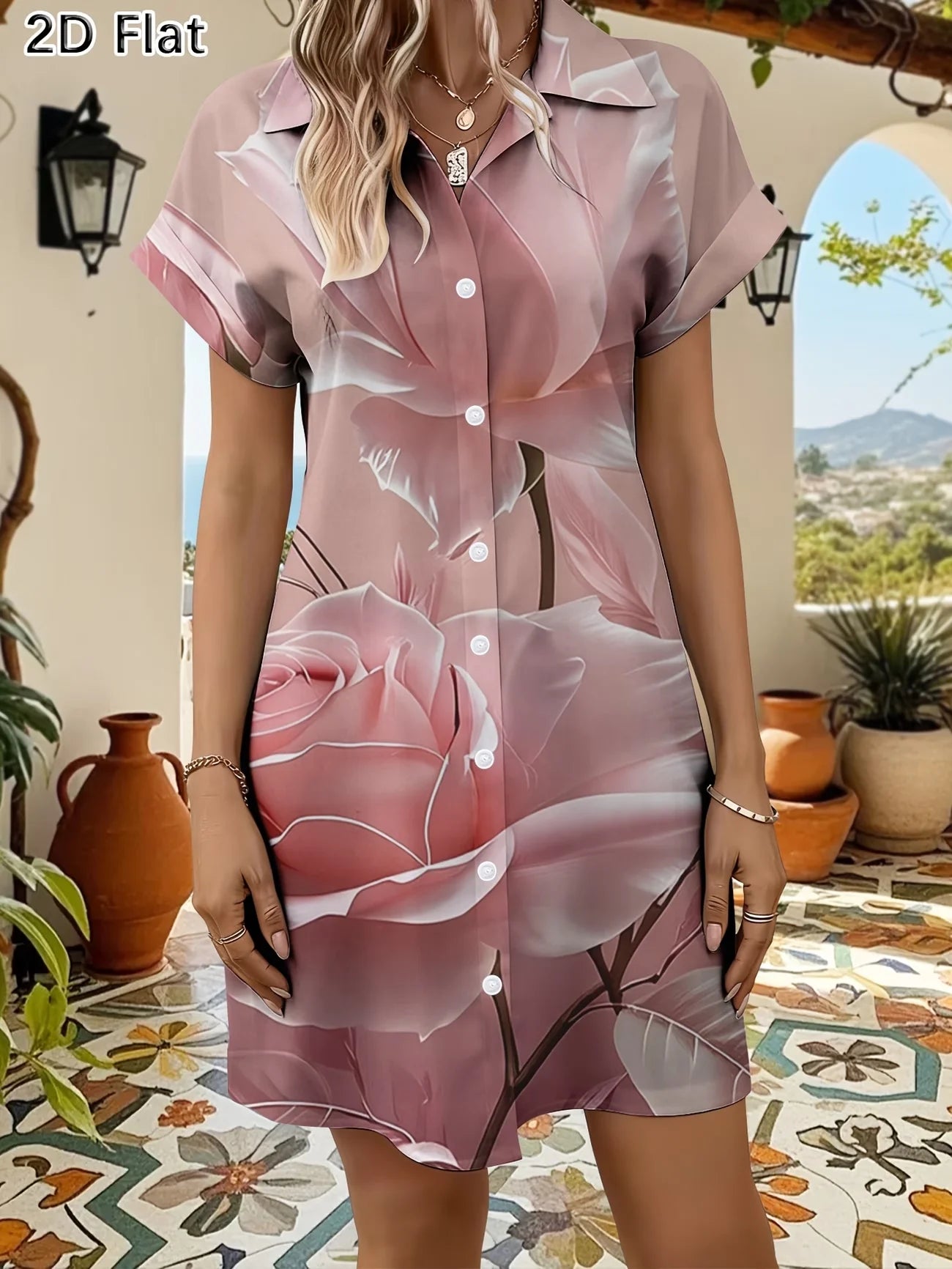 Printed Short Sleeve Summer mini Dress
